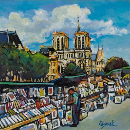 Painting Notre-Dame et les bouquinistes by Cédanne | Painting Figurative Acrylic, Oil Landscapes, Life style, Urban