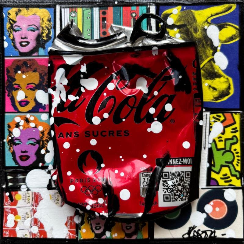 Painting POP COKE (marylin) by Costa Sophie | Painting Pop-art Pop icons Acrylic Gluing Upcycling