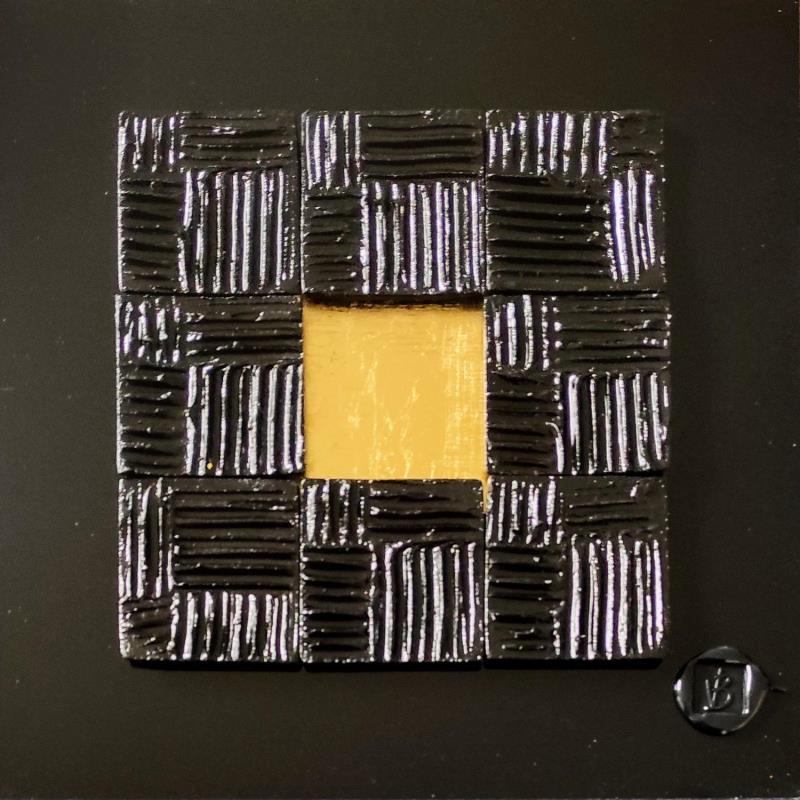 Peinture New Delhi  par Bauquel Véronique | Tableau Abstrait Minimaliste Bois Acrylique Collage Feuille d'or