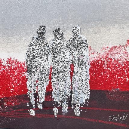 Gemälde A travers champs von Escolier Odile | Gemälde Figurativ Acryl, Pappe Alltagsszenen, Landschaften, Natur