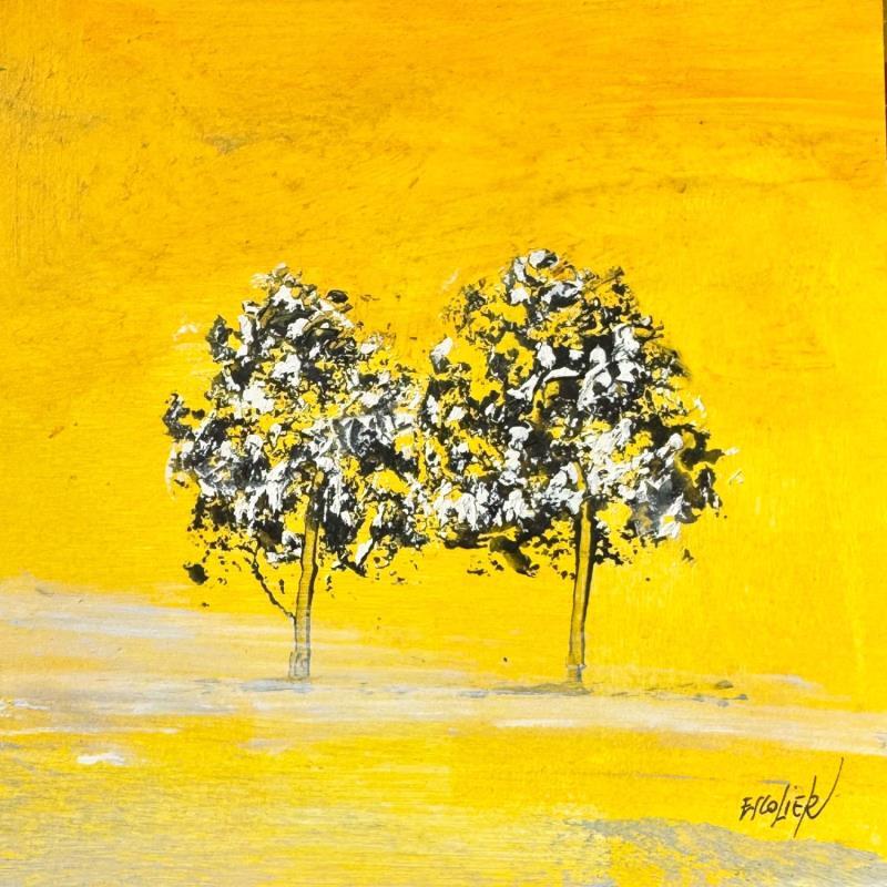 Peinture Infini soleil par Escolier Odile | Tableau Figuratif Nature Scènes de vie Minimaliste Carton Acrylique