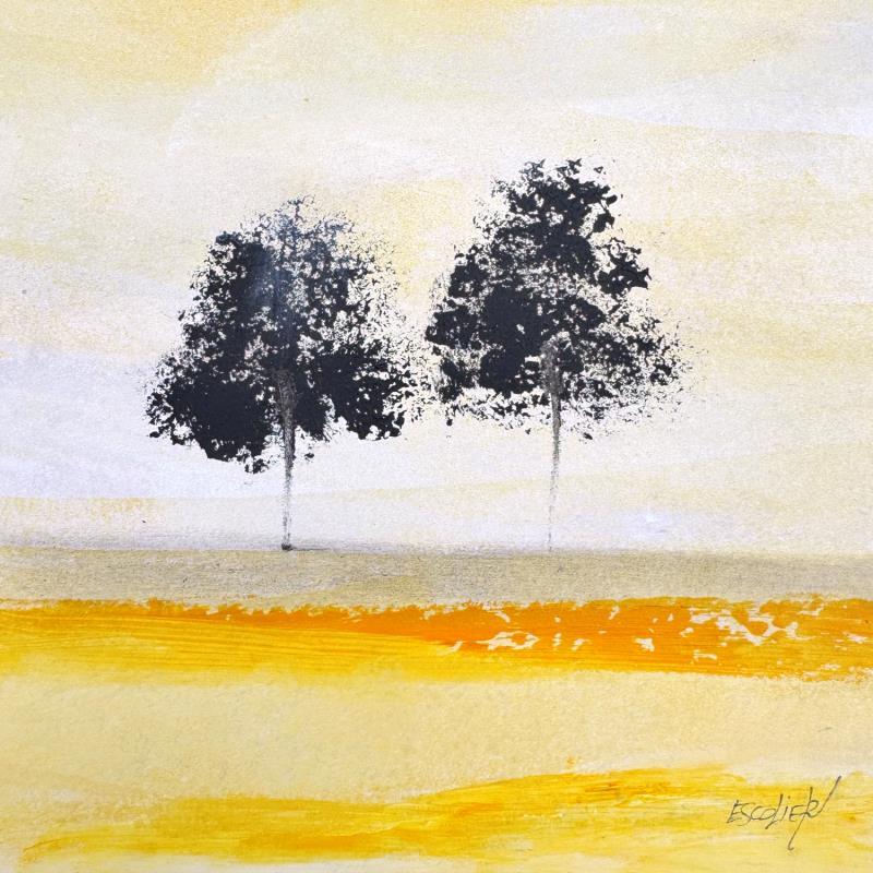 Gemälde Traversée de lumière von Escolier Odile | Gemälde Figurativ Landschaften Natur Minimalistisch Acryl