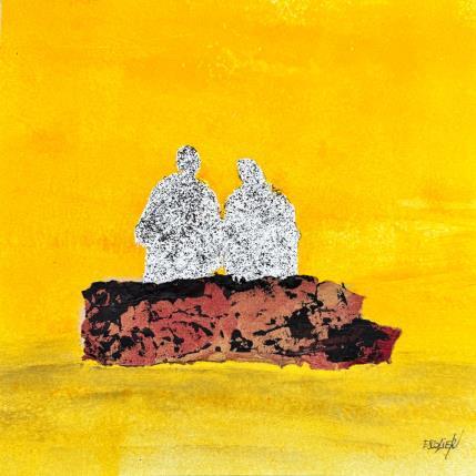 Peinture Sur le muret par Escolier Odile | Tableau Figuratif Acrylique Minimaliste, Nature, Scènes de vie