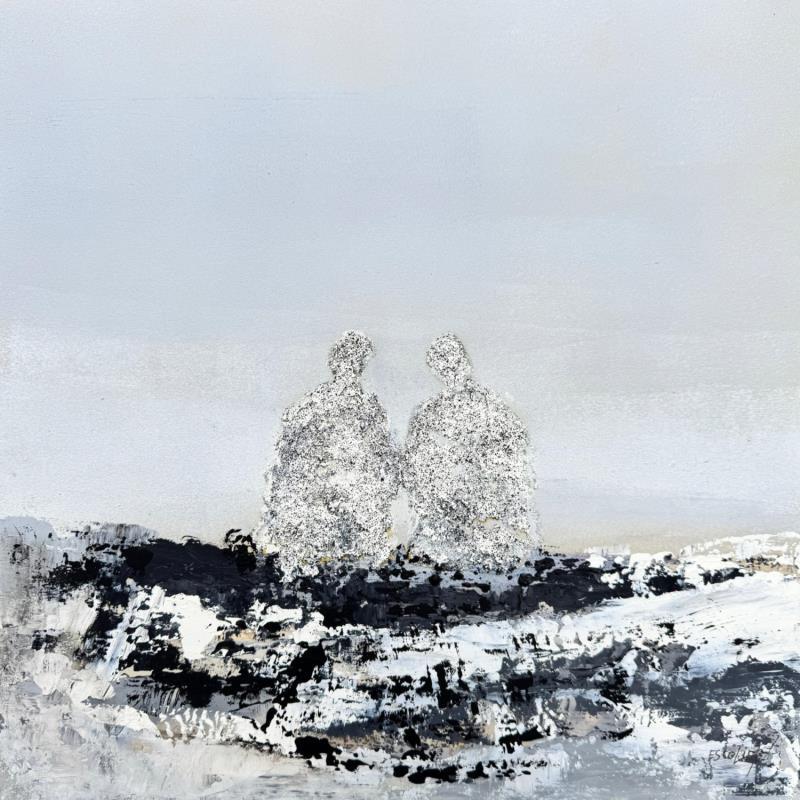 Gemälde Vers l'infini d'un ciel pur von Escolier Odile | Gemälde Figurativ Gesellschaft Alltagsszenen Schwarz & Weiß Acryl