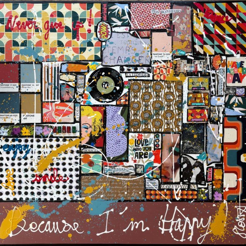 Painting Because I'm Happy ! by Costa Sophie | Painting Pop-art Acrylic Gluing Upcycling