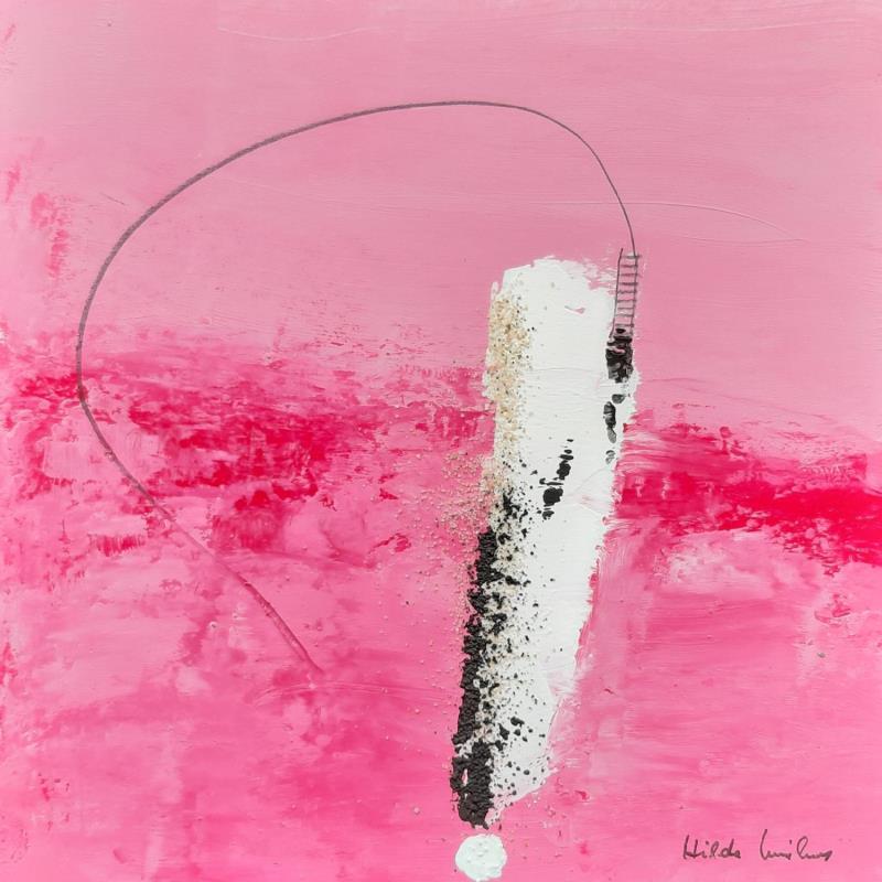 Peinture abstract rose A  144 par Wilms Hilde | Tableau Abstrait Carton Acrylique Sable