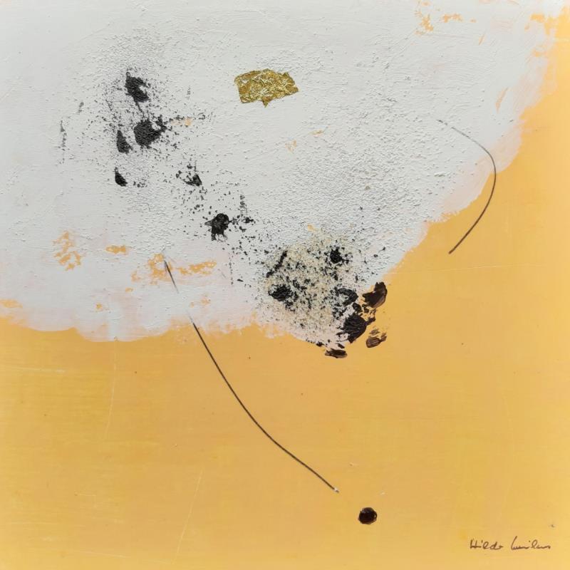 Peinture abstract orange B 133 par Wilms Hilde | Tableau Abstrait Acrylique Sable Feuille d'or