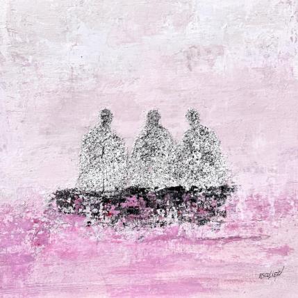 Peinture Dans le soufle d'un ciel poudré de rose par Escolier Odile | Tableau Figuratif Acrylique Scènes de vie, Société