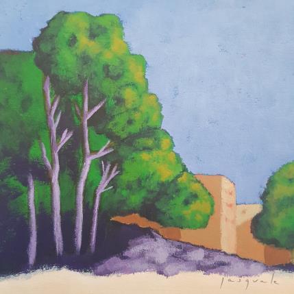 Gemälde La ville lointaine von Pasquale | Gemälde Figurativ Acryl Architektur, Landschaften, Natur, Pop-Ikonen