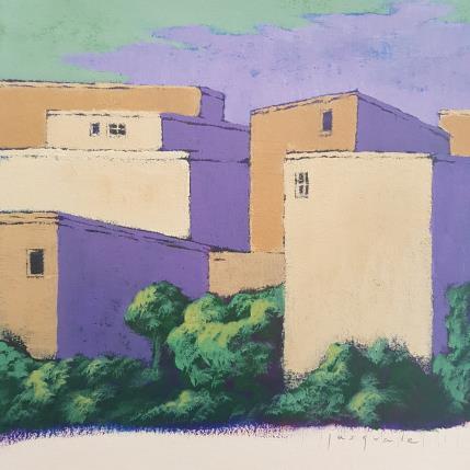 Gemälde Au soir tombé von Pasquale | Gemälde Figurativ Acryl Architektur, Landschaften, Natur