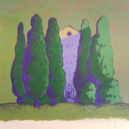 Gemälde La chapelle von Pasquale | Gemälde Figurativ Acryl Architektur, Landschaften, Natur