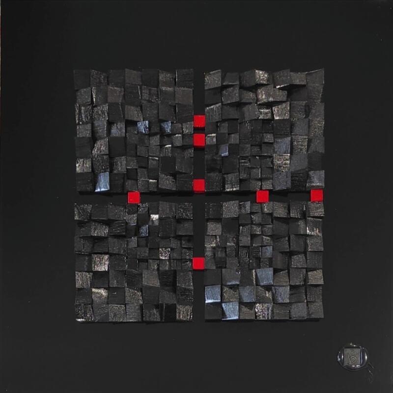 Painting Meleok by Bauquel Véronique | Painting Abstract Minimalist Wood Acrylic Gluing