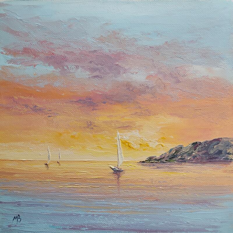 Painting Soirée radieuse by Blandin Magali | Painting Figurative Landscapes Oil