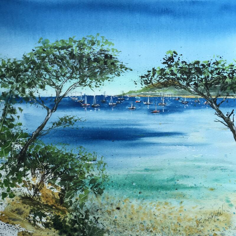 Gemälde Porquerolles  von Hoffmann Elisabeth | Gemälde Figurativ Marine Aquarell