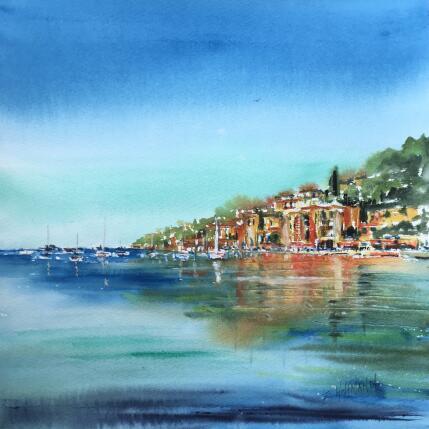 Painting Reflets de Villefranche sur mer by Hoffmann Elisabeth | Painting Figurative Watercolor Marine