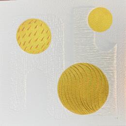 Peinture Terrace’s edge par Caitrin Alexandre | Tableau Abstrait Encre, Feuille d'or, Papier Architecture, Minimaliste