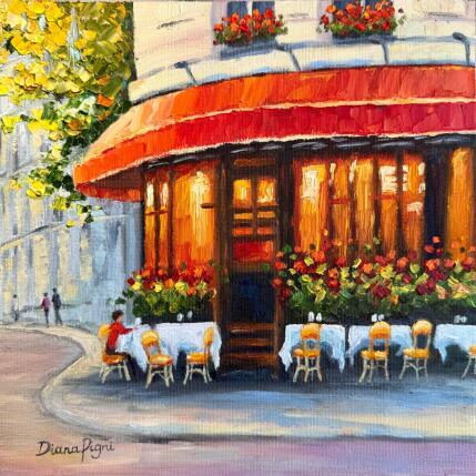 Peinture Corner Café Breeze par Pigni Diana | Tableau Impressionnisme Huile Architecture, Scènes de vie, Urbain