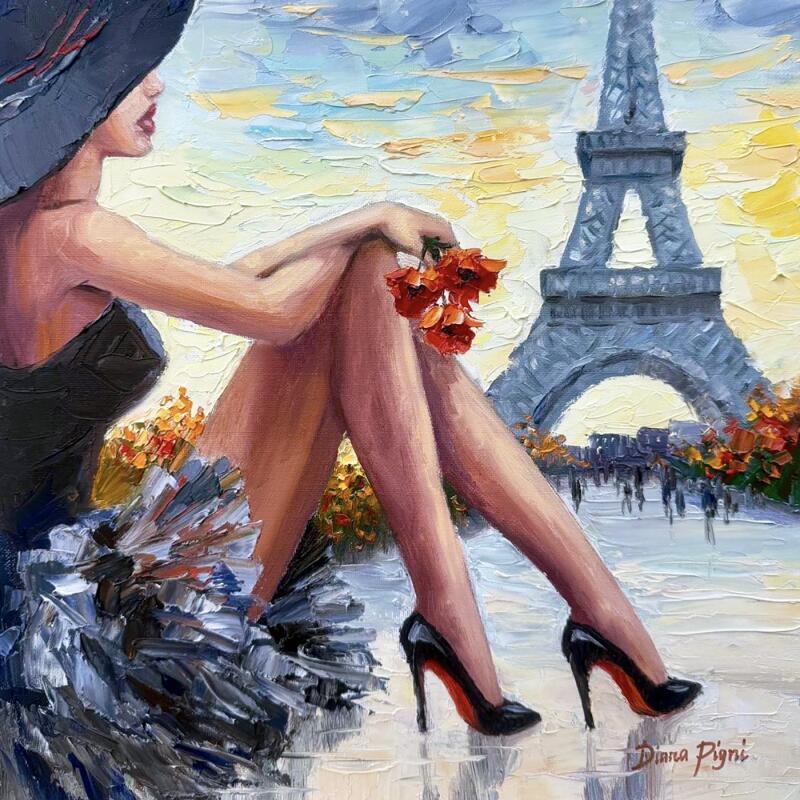 Painting Parisian Heights by Pigni Diana | Painting Figurative Landscapes Urban Life style Oil