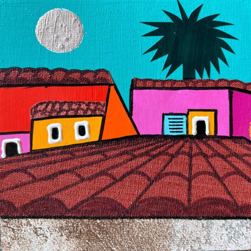 Painting C'est l'été ! by Lovisa | Painting Pop-art Urban Acrylic Gluing Posca Textile Silver leaf Upcycling Paper