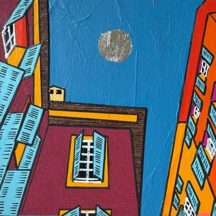 Peinture Les volets clos par Lovisa | Tableau Pop-art Acrylique, Collage, Feuille d'argent, Papier, Posca, Textile, Upcycling Urbain