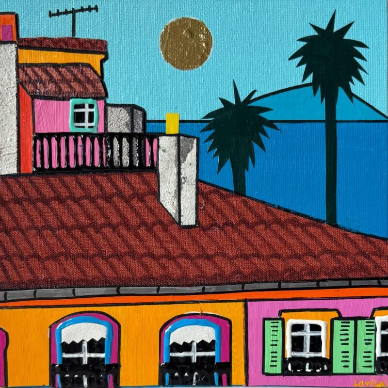 Painting Les pieds dans l'eau by Lovisa | Painting Pop-art Urban Acrylic Gluing Posca Textile Gold leaf Upcycling Paper