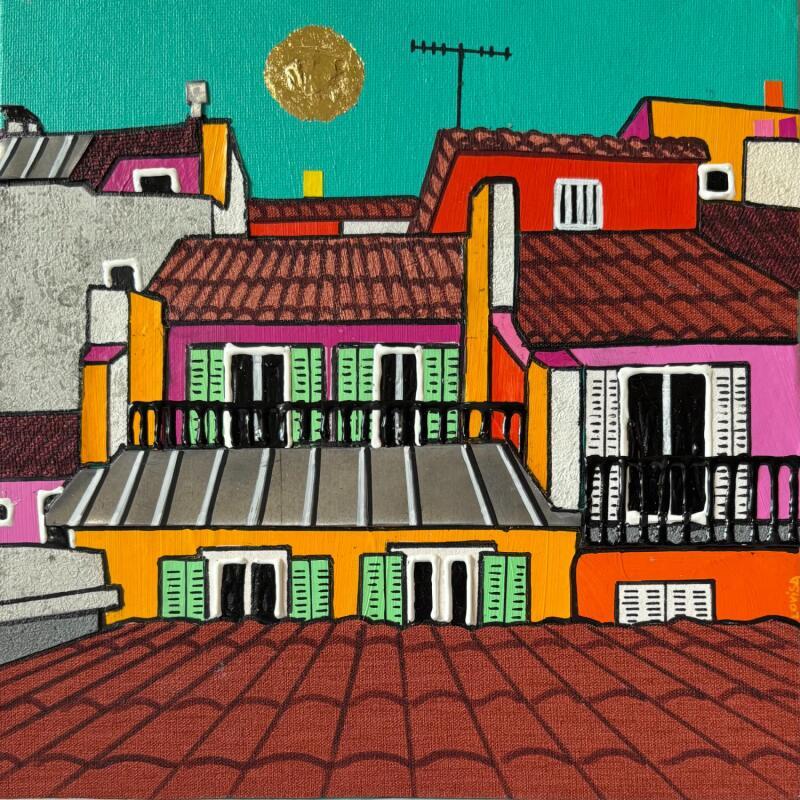 Painting Le Sud by Lovisa | Painting Pop-art Urban Acrylic Gluing Posca Textile Gold leaf Upcycling Paper