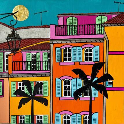 Peinture On dirait le sud ! par Lovisa | Tableau Pop-art Acrylique, Collage, Feuille d'or, Papier, Posca, Textile, Upcycling Urbain