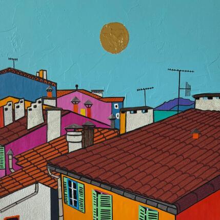 Painting Cet été là ! by Lovisa | Painting Pop-art Acrylic, Gluing, Gold leaf, Paper, Posca, Textile, Upcycling Urban