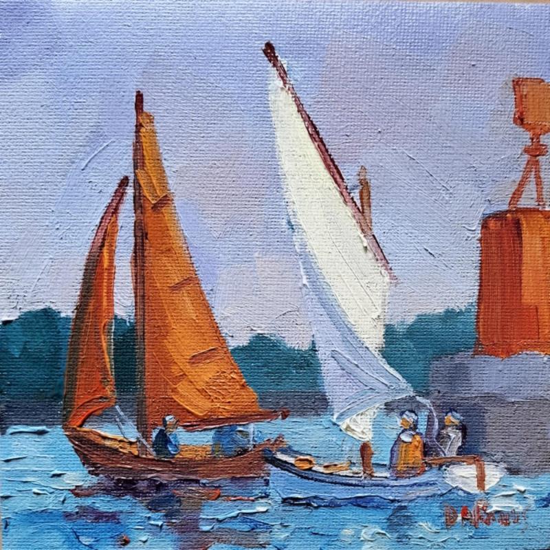 Peinture Au passage de la balise par Aliamus Béatrice  | Tableau Figuratif Marine Huile