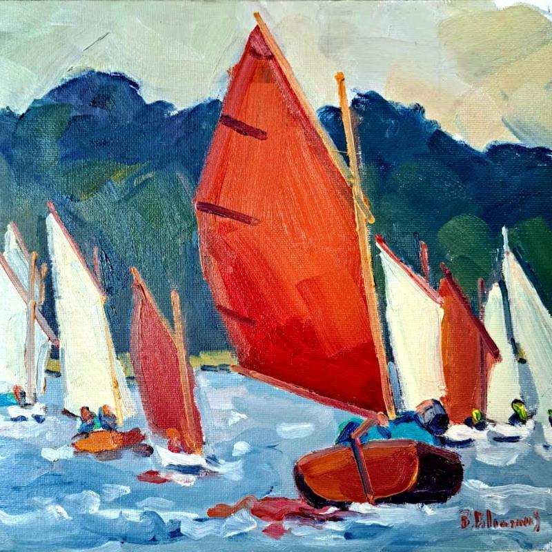 Peinture Régate de guépards du golfe par Aliamus Béatrice  | Tableau Figuratif Marine Huile