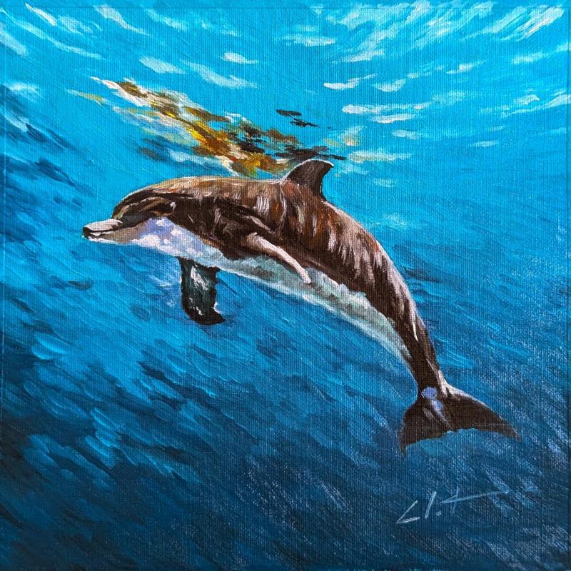 Peinture Delphine  par CLOT | Tableau Figuratif Animaux Huile