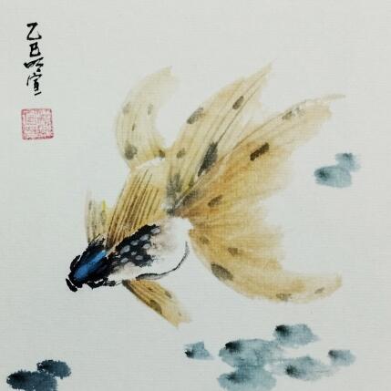 Painting Goldfish by Du Mingxuan | Painting Figurative Ink, Watercolor Animals