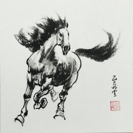Peinture Horse par Du Mingxuan | Tableau Figuratif Aquarelle, Encre Animaux