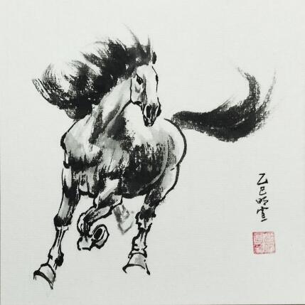 Peinture Horse par Du Mingxuan | Tableau Figuratif Aquarelle, Encre Animaux