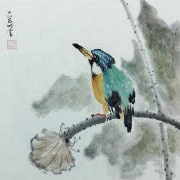 Painting Kingfisher 2 by Du Mingxuan | Painting Figurative Ink, Watercolor Animals, Pop icons