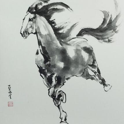 Painting Galloping by Du Mingxuan | Painting Figurative Ink, Watercolor Animals