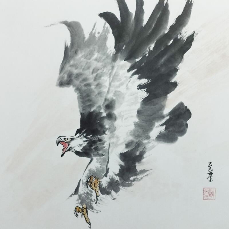 Painting Eagle by Du Mingxuan | Painting Figurative Animals Watercolor Ink