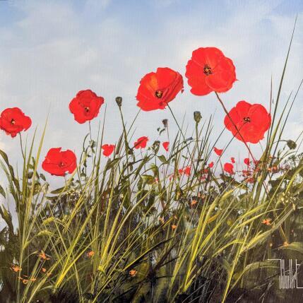 Painting Les coquelicots sauvages by Guillet Jerome | Painting Figurative Oil Nature