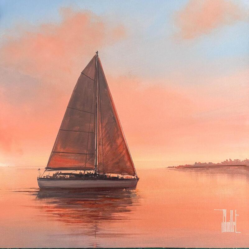 Painting La traversée du soir by Guillet Jerome | Painting Figurative Urban Oil