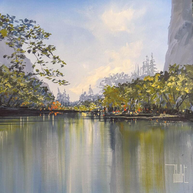 Painting Le lac miroir by Guillet Jerome | Painting Figurative Nature Oil