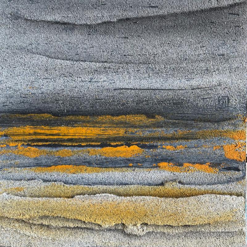 Peinture Carré Graphite 3 par CMalou | Tableau Matiérisme Minimaliste Sable