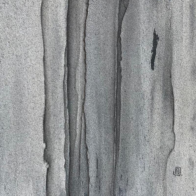 Peinture Carré Graphite 4 par CMalou | Tableau Matiérisme Minimaliste Sable