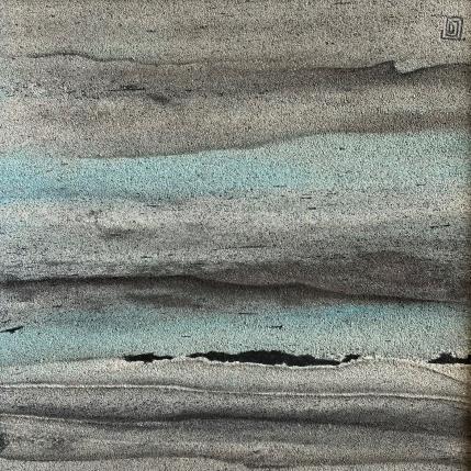 Peinture Carré Graphite 5 par CMalou | Tableau Matiérisme Sable Minimaliste