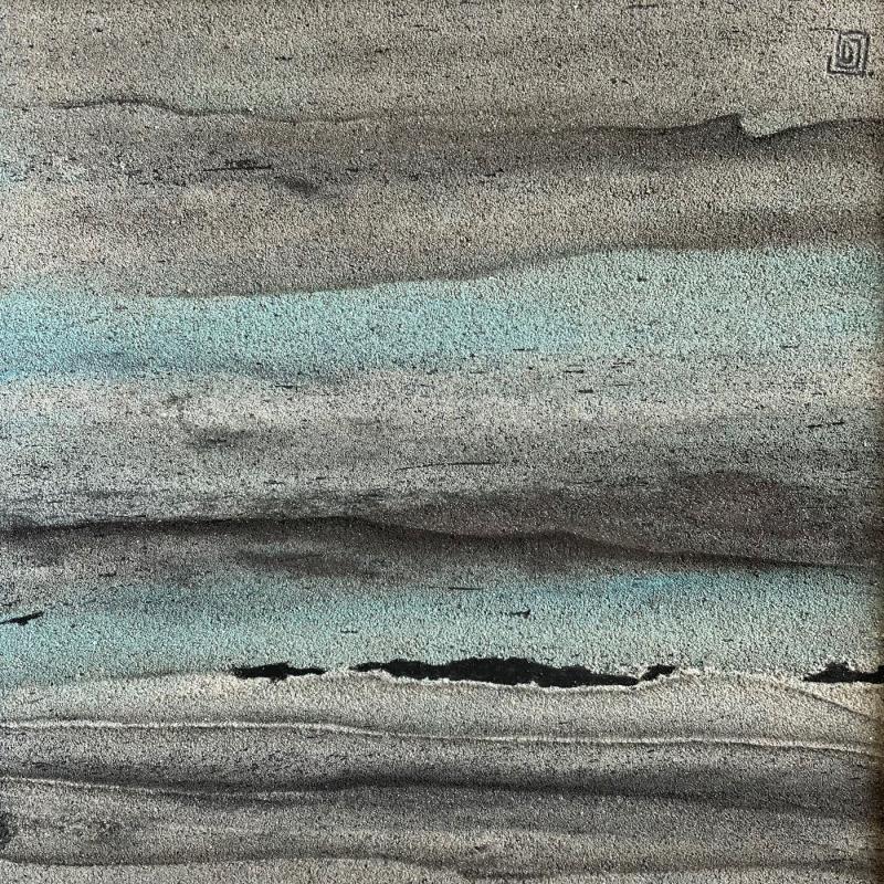 Peinture Carré Graphite 5 par CMalou | Tableau Matiérisme Minimaliste Sable