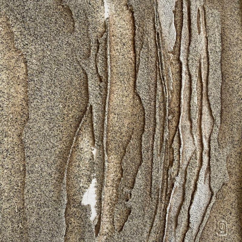Peinture Carré d'Ecorces 2 par CMalou | Tableau Matiérisme Minimaliste Sable