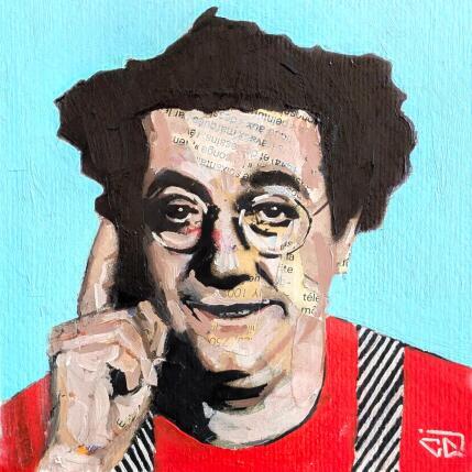 Peinture Coluche par G.C.Popartist | Tableau Pop-art Collage, Huile Icones Pop, Portraits, Société
