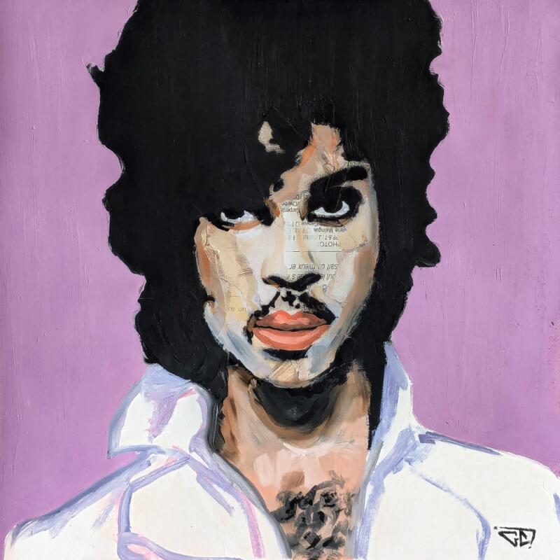 Peinture Prince par G.C.Popartist | Tableau Pop-art Icones Pop Huile Collage