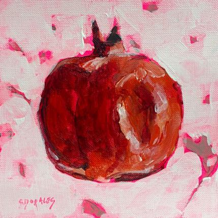 Peinture Grenade en lévitation par Morales Géraldine | Tableau Figuratif Acrylique Natures mortes