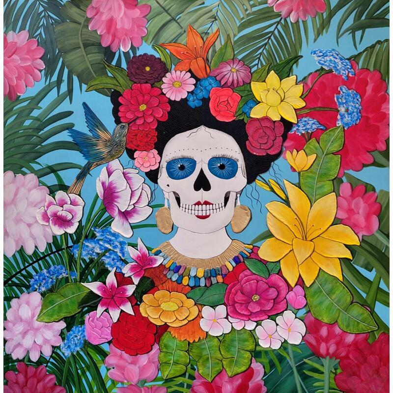 Peinture Universo floral de Frida par Geiry | Tableau Matiérisme