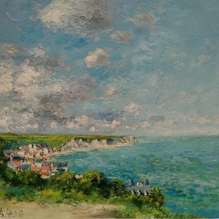 Peinture Plage de Arromanche par Sannier Daniel | Tableau Impressionnisme Huile Paysages